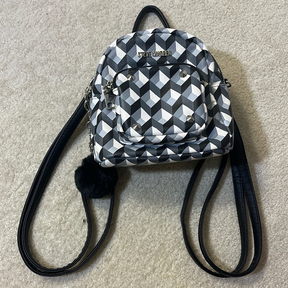 Black and White Steve Madden Mini Backpack